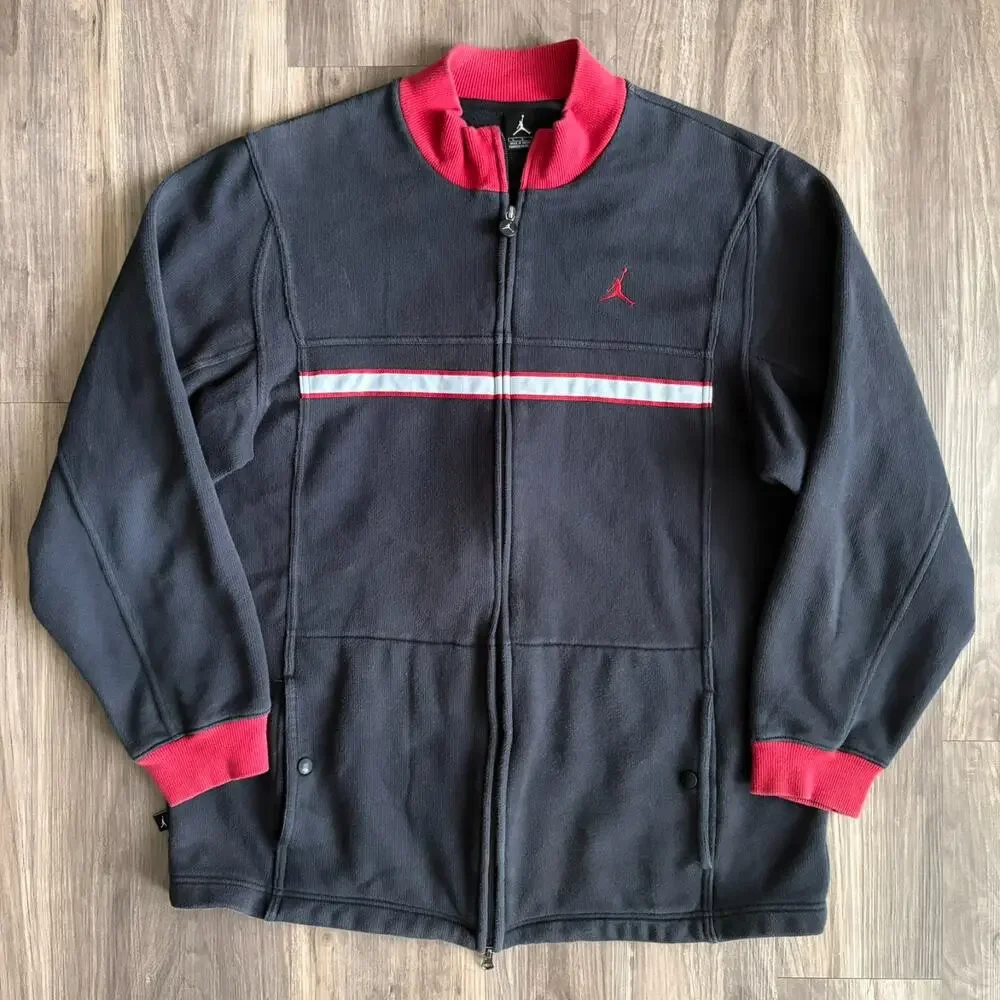 Vintage Air Jordan Track Jacket Men's Size L Sweatshirt Y2K Black Red Bred